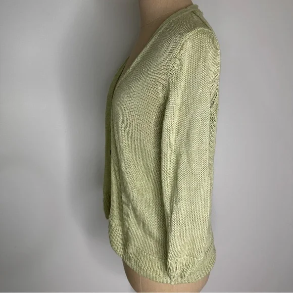 Talbots Y2K knit green linen cardigan Small - Picture 9 of 16